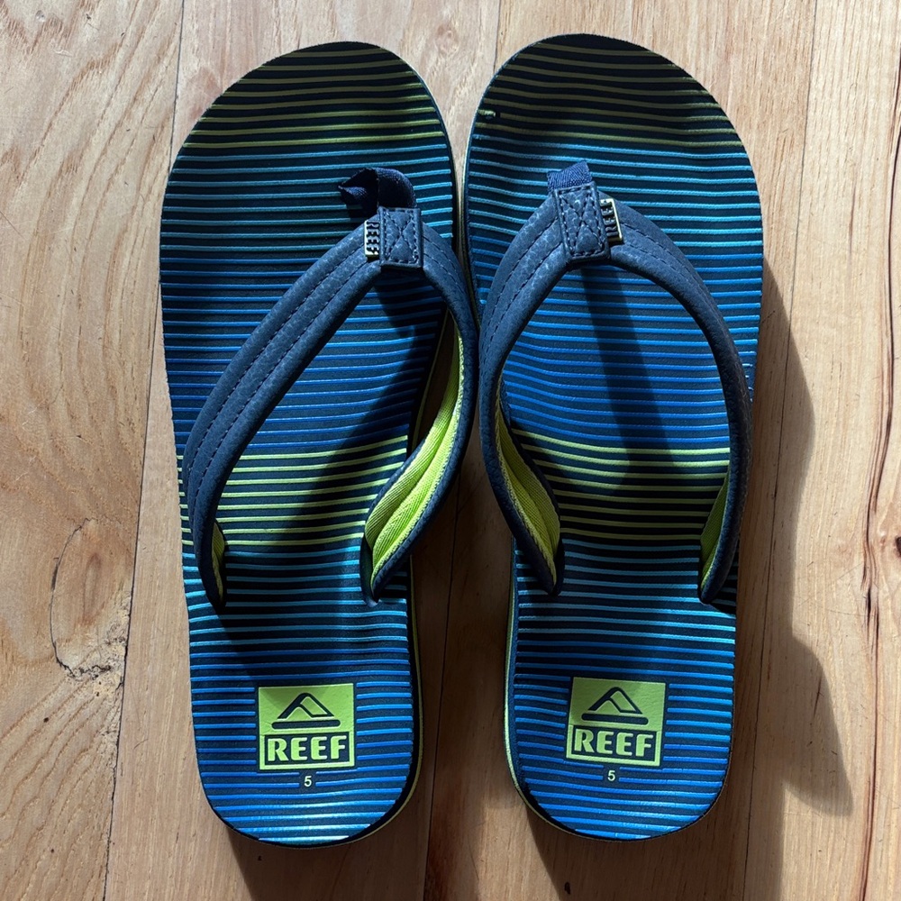 Reef Striped Blue and Green Sandals